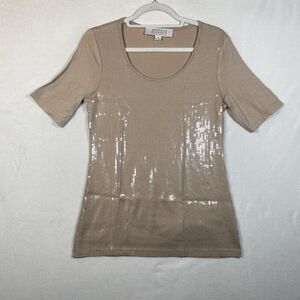 American Glamour Badgley Mischka Sequin Front Top – Women’s Small – Short Sleeve